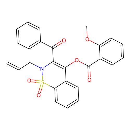 2-allyl-3-benzoyl-1,1-dioxido-2H-1,2-benzothiazin-4-yl 2-methoxybenzoate structure