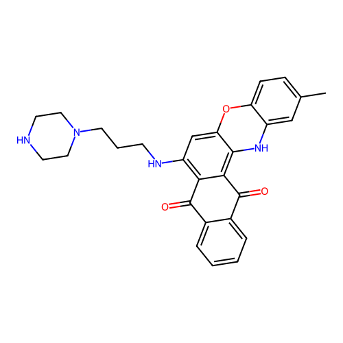 2-methyl-7-(3-piperazin-1-ylpropylamino)-14H-naphtho[3,2-a]phenoxazine-8,13-dione structure