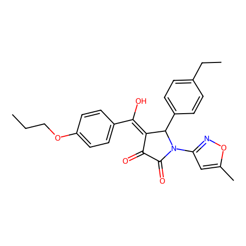 5-(4-ethylphenyl)-3-hydroxy-1-(5-methyl-1,2-oxazol-3-yl)-4-(4-propoxybenzoyl)-2,5-dihydro-1H-pyrrol-2-one structure