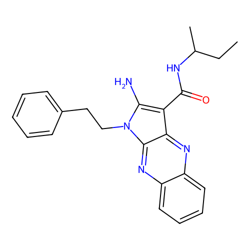 2-amino-N-butan-2-yl-1-phenethylpyrrolo[3,2-b]quinoxaline-3-carboxamide structure