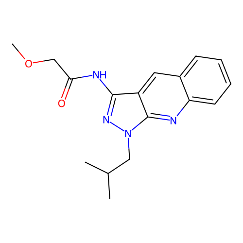 2-methoxy-N-[1-(2-methylpropyl)pyrazolo[3,4-b]quinolin-3-yl]acetamide structure