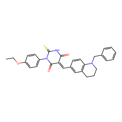 (5E)-5-[(1-benzyl-1,2,3,4-tetrahydroquinolin-6-yl)methylidene]-1-(4-ethoxyphenyl)-2-sulfanylpyrimidine-4,6(1H,5H)-dione structure