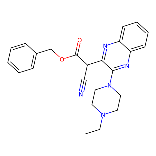 Benzyl 2-cyano-2-[3-(4-ethylpiperazin-1-yl)quinoxalin-2-yl]acetate structure