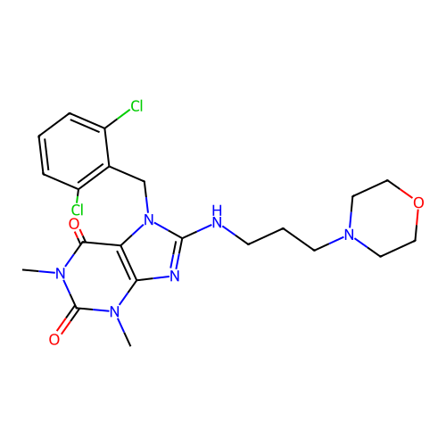 7-[(2,6-dichlorophenyl)methyl]-1,3-dimethyl-8-(3-morpholin-4-ylpropylamino)purine-2,6-dione structure