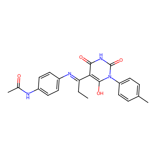 (E)-N-(4-((1-(2,4,6-trioxo-1-(p-tolyl)tetrahydropyrimidin-5(2H)-ylidene)propyl)amino)phenyl)acetamide structure