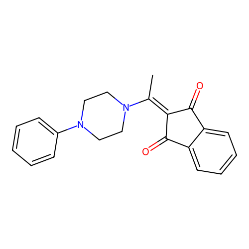 2-[1-(4-phenylpiperazin-1-yl)ethylidene]-2,3-dihydro-1H-indene-1,3-dione structure