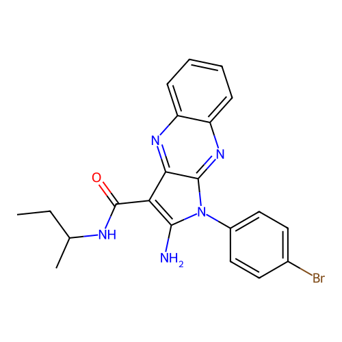 2-amino-1-(4-bromophenyl)-N-(butan-2-yl)-1H-pyrrolo[2,3-b]quinoxaline-3-carboxamide structure