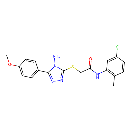 2-((4-amino-5-(4-methoxyphenyl)-4H-1,2,4-triazol-3-yl)thio)-N-(5-chloro-2-methylphenyl)acetamide structure