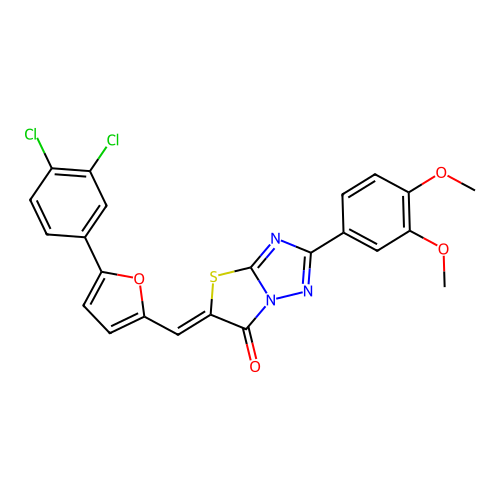 (5Z)-5-[[5-(3,4-dichlorophenyl)furan-2-yl]methylidene]-2-(3,4-dimethoxyphenyl)-[1,3]thiazolo[3,2-b][1,2,4]triazol-6-one structure