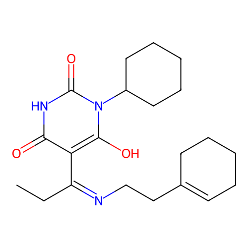5-[1-[2-(1-cyclohexenyl)ethylamino]propylidene]-1-cyclohexyl-1,3-diazinane-2,4,6-trione structure