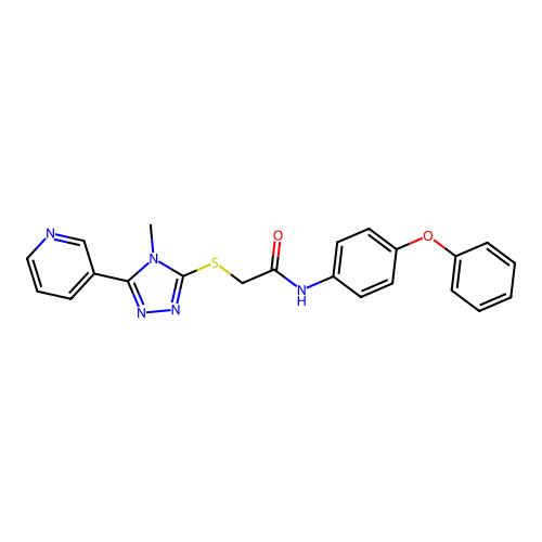 2-{[4-methyl-5-(pyridin-3-yl)-4H-1,2,4-triazol-3-yl]sulfanyl}-N-(4-phenoxyphenyl)acetamide structure
