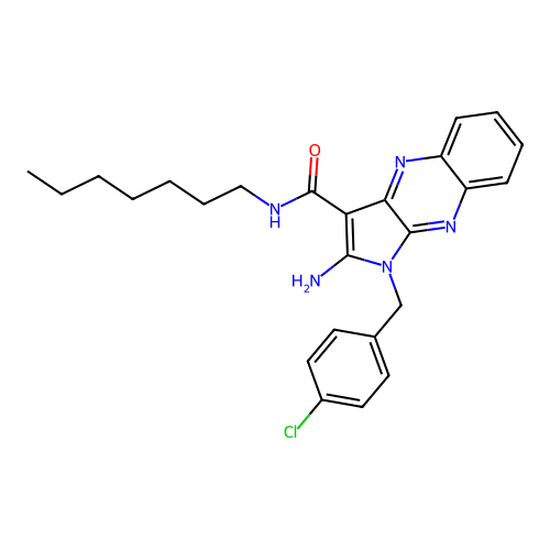 2-amino-1-(4-chlorobenzyl)-N-heptyl-1H-pyrrolo[2,3-b]quinoxaline-3-carboxamide structure