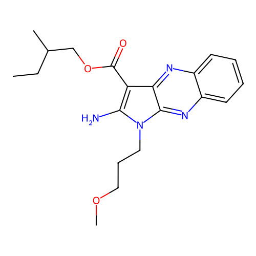 2-methylbutyl 2-amino-1-(3-methoxypropyl)-1H-pyrrolo[2,3-b]quinoxaline-3-carboxylate structure