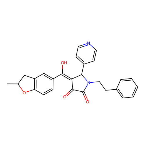 3-hydroxy-4-(2-methyl-2,3-dihydro-1-benzofuran-5-carbonyl)-1-(2-phenylethyl)-5-(pyridin-4-yl)-2,5-dihydro-1H-pyrrol-2-one structure