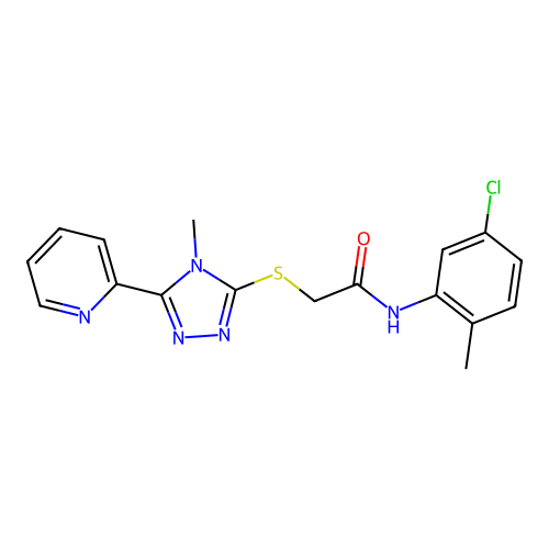 N-(5-chloro-2-methylphenyl)-2-{[4-methyl-5-(pyridin-2-yl)-4H-1,2,4-triazol-3-yl]sulfanyl}acetamide structure