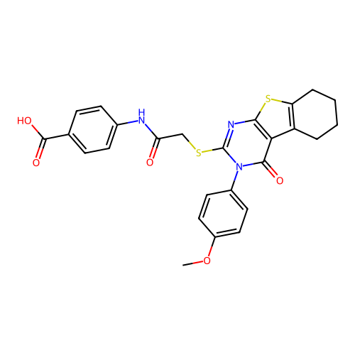 4-(2-((3-(4-methoxyphenyl)-4-oxo-3,4,5,6,7,8-hexahydrobenzo[4,5]thieno[2,3-d]pyrimidin-2-yl)thio)acetamido)benzoic acid structure