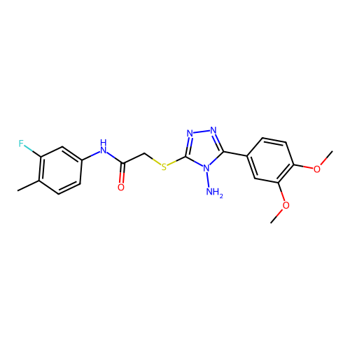 2-{[4-amino-5-(3,4-dimethoxyphenyl)-4H-1,2,4-triazol-3-yl]sulfanyl}-N-(3-fluoro-4-methylphenyl)acetamide structure