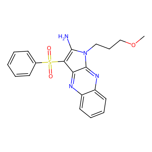 1-(3-methoxypropyl)-3-(phenylsulfonyl)-1H-pyrrolo[2,3-b]quinoxalin-2-amine structure