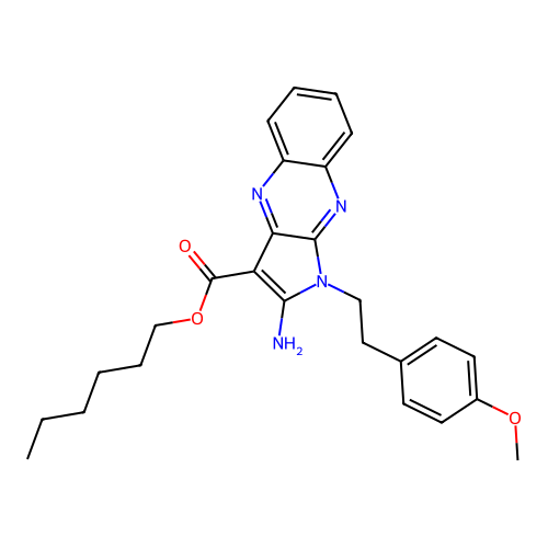 hexyl 2-amino-1-(4-methoxyphenethyl)-1H-pyrrolo[2,3-b]quinoxaline-3-carboxylate structure