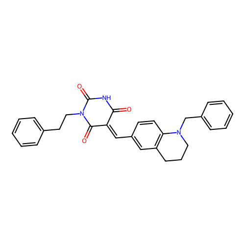 (5E)-5-[(1-benzyl-1,2,3,4-tetrahydroquinolin-6-yl)methylidene]-6-hydroxy-3-(2-phenylethyl)pyrimidine-2,4(3H,5H)-dione structure