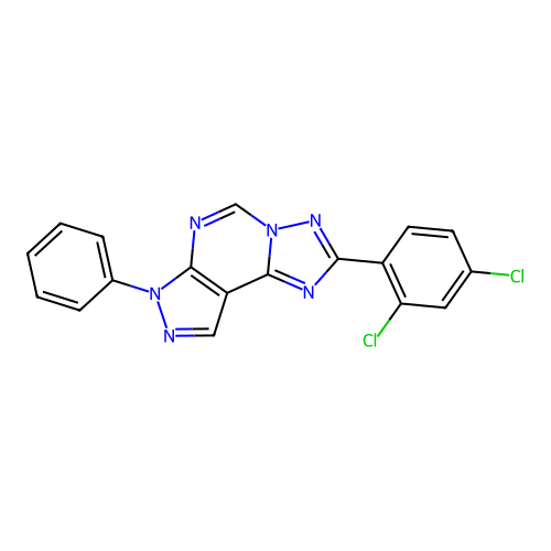 2-(2,4-dichlorophenyl)-7-phenyl-7H-pyrazolo[4,3-e][1,2,4]triazolo[1,5-c]pyrimidine structure