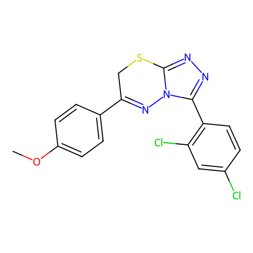3-(2,4-dichlorophenyl)-6-(4-methoxyphenyl)-7H-[1,2,4]triazolo[3,4-b][1,3,4]thiadiazine structure