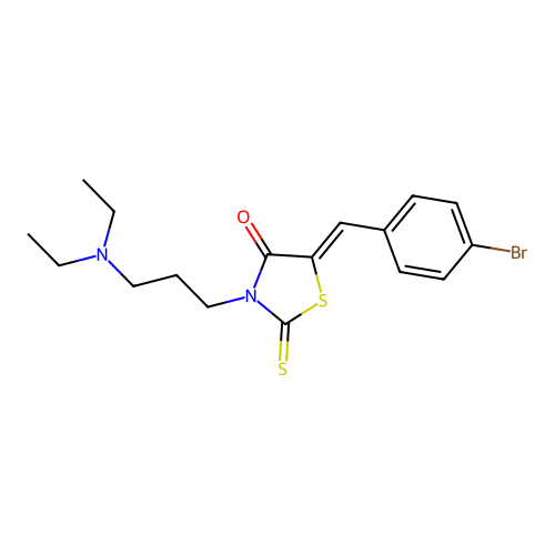 (5Z)-5-(4-bromobenzylidene)-3-[3-(diethylamino)propyl]-2-thioxo-1,3-thiazolidin-4-one structure