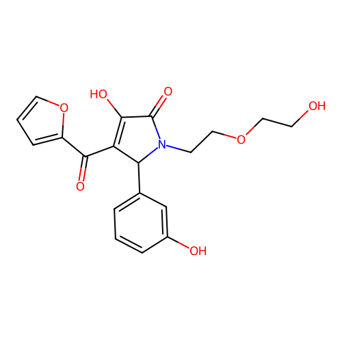 3-(furan-2-carbonyl)-4-hydroxy-1-[2-(2-hydroxyethoxy)ethyl]-2-(3-hydroxyphenyl)-2H-pyrrol-5-one structure