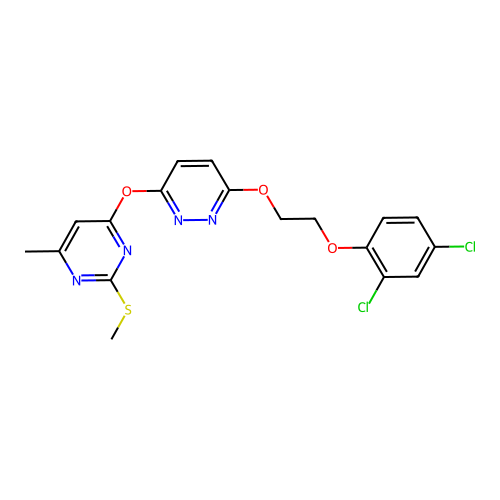 4-[6-[2-(2,4-dichlorophenoxy)ethoxy]pyridazin-3-yl]oxy-6-methyl-2-methylsulfanylpyrimidine structure