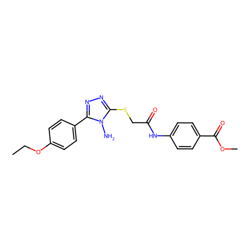 methyl 4-[({[4-amino-5-(4-ethoxyphenyl)-4H-1,2,4-triazol-3-yl]sulfanyl}acetyl)amino]benzoate structure