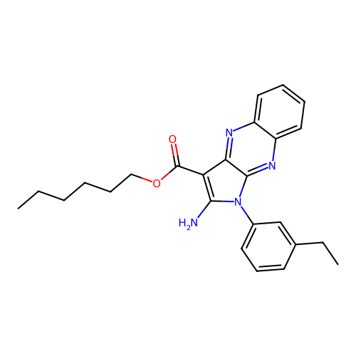 hexyl 2-amino-1-(3-ethylphenyl)-1H-pyrrolo[2,3-b]quinoxaline-3-carboxylate structure