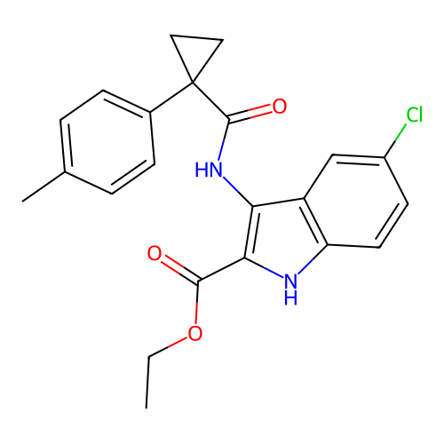 ethyl 5-chloro-3-({[1-(4-methylphenyl)cyclopropyl]carbonyl}amino)-1H-indole-2-carboxylate structure