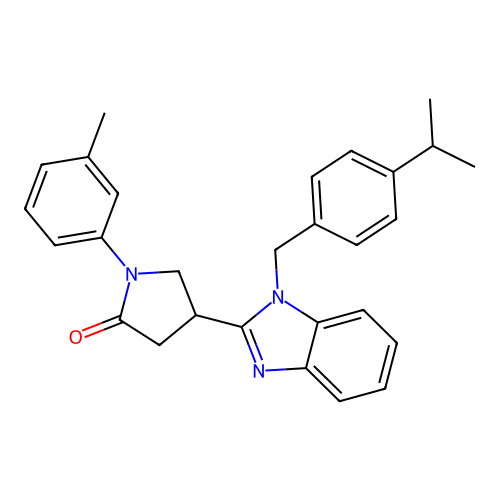 1-(3-methylphenyl)-4-[1-[(4-propan-2-ylphenyl)methyl]benzimidazol-2-yl]pyrrolidin-2-one structure