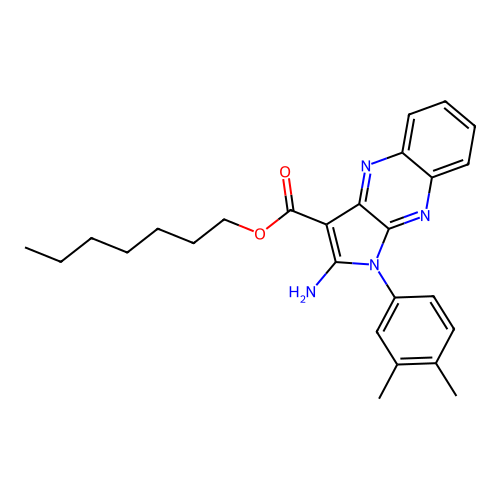 heptyl 2-amino-1-(3,4-dimethylphenyl)-1H-pyrrolo[2,3-b]quinoxaline-3-carboxylate structure