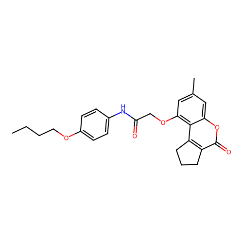 N-(4-butoxyphenyl)-2-((7-methyl-4-oxo-1,2,3,4-tetrahydrocyclopenta[c]chromen-9-yl)oxy)acetamide structure