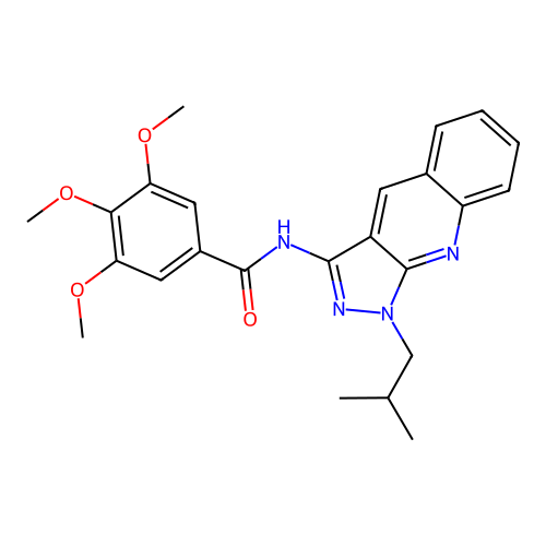 3,4,5-trimethoxy-N-[1-(2-methylpropyl)pyrazolo[3,4-b]quinolin-3-yl]benzamide structure