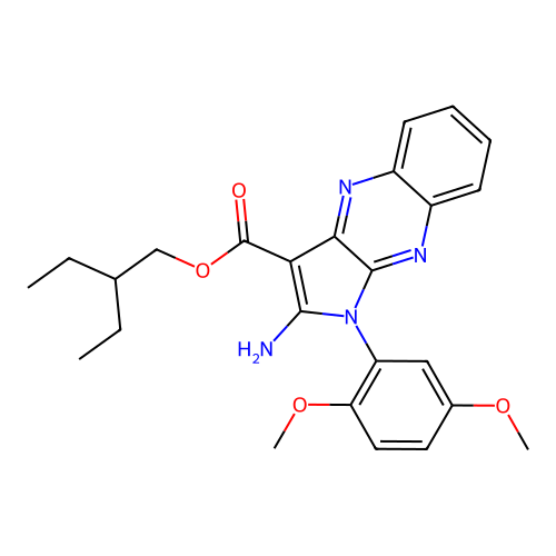 2-ethylbutyl 2-amino-1-(2,5-dimethoxyphenyl)-1H-pyrrolo[2,3-b]quinoxaline-3-carboxylate structure