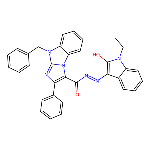 (Z)-9-benzyl-N'-(1-ethyl-2-oxoindolin-3-ylidene)-2-phenyl-9H-benzo[d]imidazo[1,2-a]imidazole-3-carbohydrazide structure