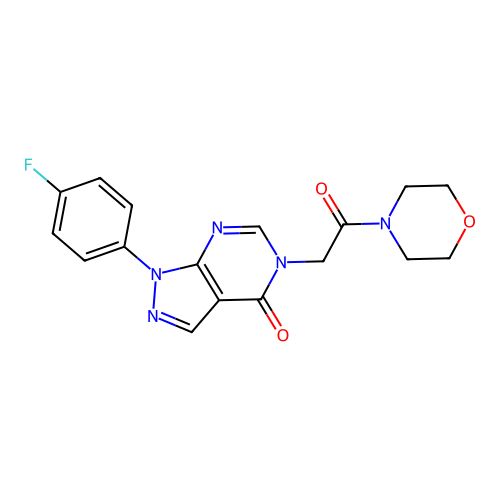 1-(4-fluorophenyl)-5-(2-morpholino-2-oxoethyl)-1H-pyrazolo[3,4-d]pyrimidin-4(5H)-one structure