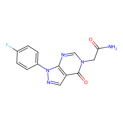 2-(1-(4-fluorophenyl)-4-oxo-1H-pyrazolo[3,4-d]pyrimidin-5(4H)-yl)acetamide structure