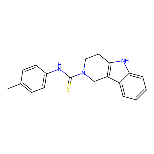 N-(4-methylphenyl)-1,3,4,5-tetrahydropyrido[4,3-b]indole-2-carbothioamide structure