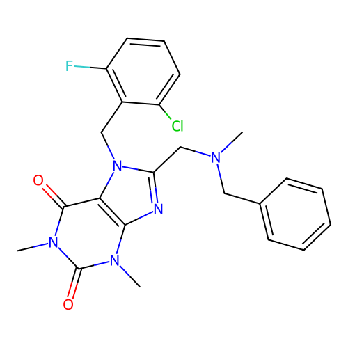 8-{[benzyl(methyl)amino]methyl}-7-(2-chloro-6-fluorobenzyl)-1,3-dimethyl-3,7-dihydro-1H-purine-2,6-dione structure