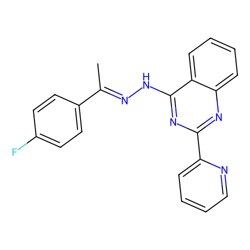 N-[(E)-1-(4-fluorophenyl)ethylideneamino]-2-pyridin-2-ylquinazolin-4-amine structure