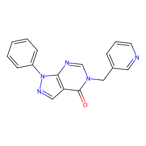 1-phenyl-5-(pyridin-3-ylmethyl)-1H-pyrazolo[3,4-d]pyrimidin-4(5H)-one structure