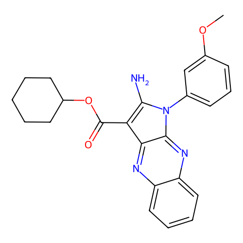 cyclohexyl 2-amino-1-(3-methoxyphenyl)-1H-pyrrolo[2,3-b]quinoxaline-3-carboxylate structure