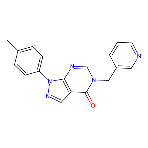 5-Pyridin-3-ylmethyl-1-p-tolyl-1,5-dihydro-pyrazolo[3,4-d]pyrimidin-4-one structure