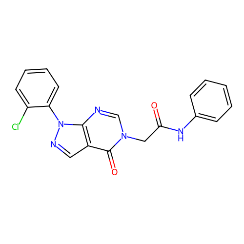 2-[1-(2-chlorophenyl)-4-oxopyrazolo[3,4-d]pyrimidin-5-yl]-N-phenylacetamide structure