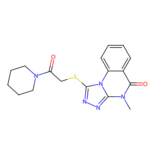 4-methyl-1-((2-oxo-2-(piperidin-1-yl)ethyl)thio)-[1,2,4]triazolo[4,3-a]quinazolin-5(4H)-one structure