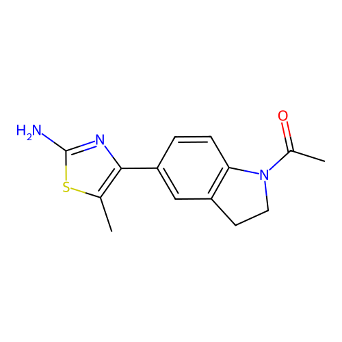 1-(5-(2-Amino-5-methylthiazol-4-yl)indolin-1-yl)ethan-1-one structure
