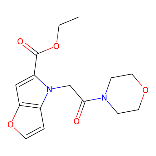 4-(2-Morpholin-4-yl-2-oxo-ethyl)-4H-furo[3,2-b]pyrrole-5-carboxylic acid ethyl ester structure